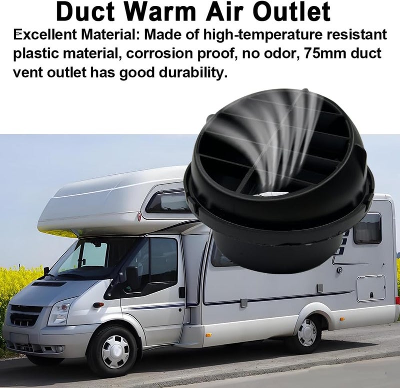 AIMCOCO Store 75mm/3inch Diesel Engine Parking Heater Duct Vent Outlet,360 Degrees Rotatable Universal Coolant/Warm AC Heat Air Conditioning Ducting Vent Outlet, Car Heater Ducting(1pc) - Image 5